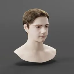 "A 3D model of Tobey Maguire's head, perfect for rigging or creating character assets. Clean topology with a low polygon count, ideal for games and sculpting. Made using Blender 3D software."