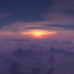 Large Sun Cloudy Magical Scene