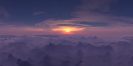 Large Sun Cloudy Magical Scene
