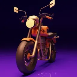 High-quality Blender 3D motorcycle model with vibrant colors and stylized design, ideal for creative rendering.