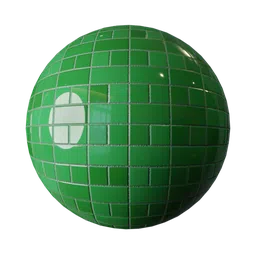 High-quality PBR green tiles texture for 3D Blender materials, seamless and suitable for various applications.