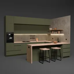 Modern minimal kitchen green