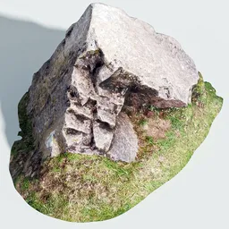 Detailed photo-realistic 3D scan of a Cambrian rock for Blender modeling, suitable for virtual architecture projects.