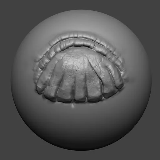 NS Single Scale 01 brush imprint for detailed reptilian skin texture in 3D modeling, compatible with Blender.