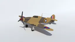 Low poly 3D Blender model of a Hawker Hurricane MK IIC aircraft for CG visualization.