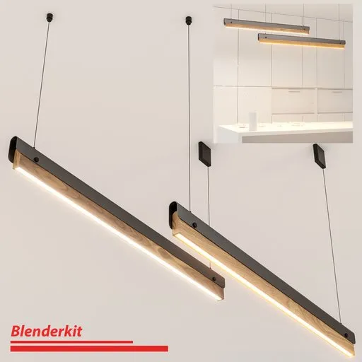 Detailed 3D model of a modern ceiling lamp with 661 polys rendered in Blender cycles for interior design.