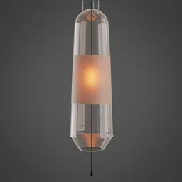 High-quality 3D rendering of a sleek, modern pendant light with translucent cover and warm glow for Blender.