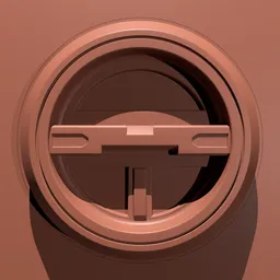 Blender 3D sculpting brush imprint for creating detailed industrial cannister release surfaces on 3D models.