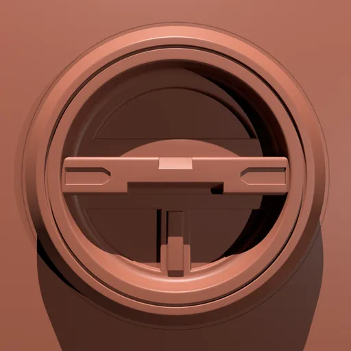 Blender 3D sculpting brush imprint for creating detailed industrial cannister release surfaces on 3D models.