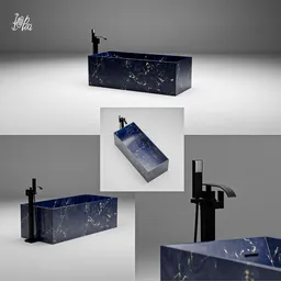 Bathtub marble + Tub Filler set