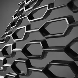 Efficient hexagonal 3D car grille model ready for Blender, optimized for quick customization with boolean and lattice.