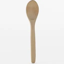 Realistic 3D model of a wooden spoon, perfect for Blender graphics with high-resolution textures.