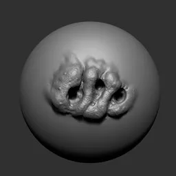 Detailed sculpting brush imprint for creating fleshy textures on 3D models, compatible with Blender.