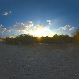 Open Gravel Ground Sunset HDRI