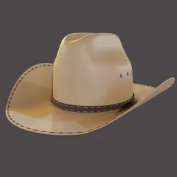 "Western Stetson Cowboy Hat with Brim Stitching and Air Rivit Cooling 3D Model for Blender 3D - Headwear Category"