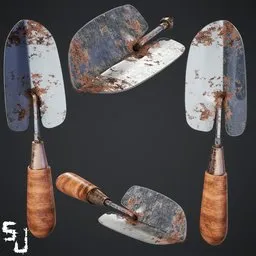 High-quality 3D modeled garden tools with realistic steel, copper, and wooden textures, suitable for Blender gardening projects.