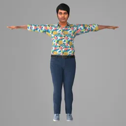 Indian Man Casual Shirt Rigged