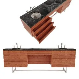 Bathroom Dual Sink Vanity Wash Table