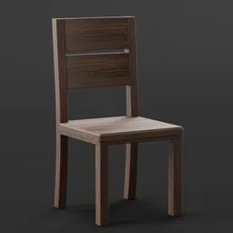 High-quality 3D model of a wooden dining chair with a contemporary design, rendered in Blender.