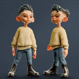 Edgy Stylized Boy in Yellow Sweater