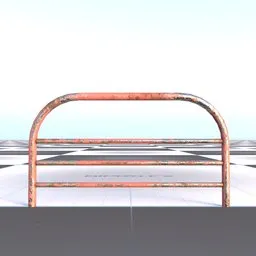 Industrial Metal Safety Railing - Rusted