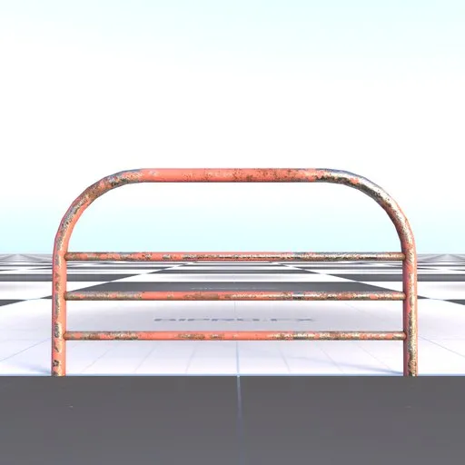 Industrial Metal Safety Railing - Rusted