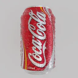 Realistic 3D model of a Coke can with water droplets, adjustable condensation, French label, for Blender.