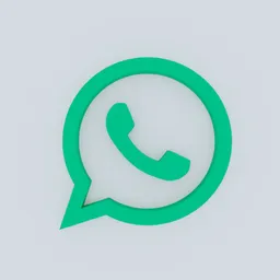3D model of a green Whatsapp logo designed in Blender, optimized for industrial exterior projects.