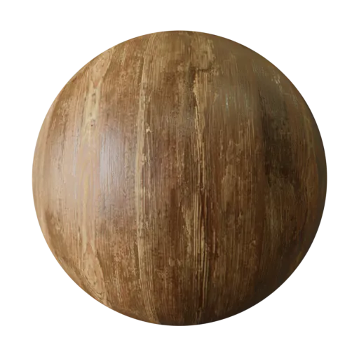 High-resolution, seamless PBR texture of weathered aged wood for realistic 3D materials in Blender.