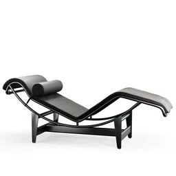 Highly detailed Blender 3D model of a modern black leather lounge chair with headrest.