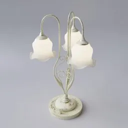 "High quality 3D model of a Florentine table lamp, textured with Substance and using simple procedural shaders in Blender 3D. Featuring a carved marble texture silk cloth and seafoam green cast iron material, this lamp is perfect for Northern Renaissance style interiors. Ideal for use in table lamp category projects."