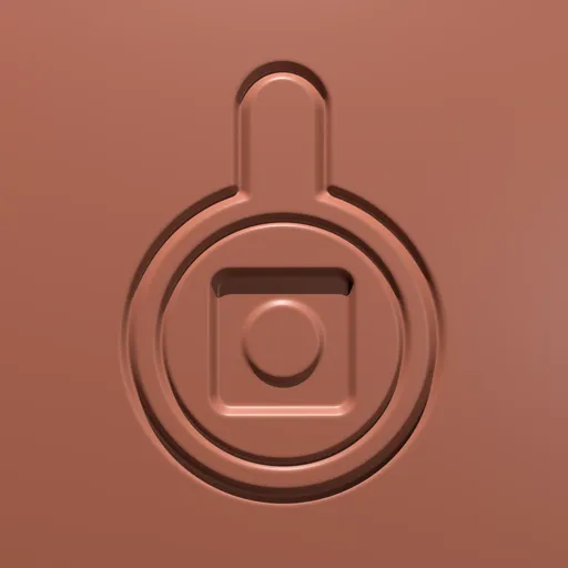 3D Blender sculpting brush imprint for creating detailed circular greeble textures on models.