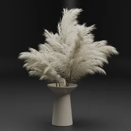 White Pampas Grass Vase