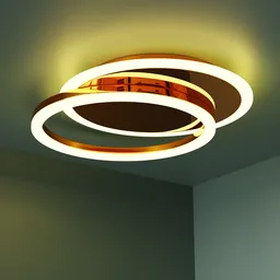 Detailed 3D rendering of a modern ceiling lamp model with warm lighting, designed for Blender.