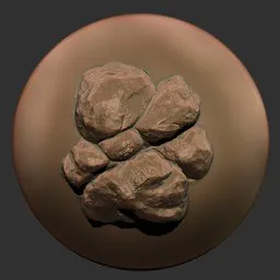 Detailed 3D sculpting brush imprint for realistic rock textures in digital modeling.