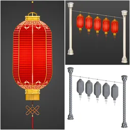 Realistic Chinese New Year Red Lantern