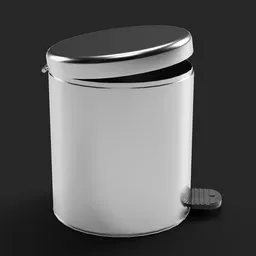 Realistic 3D model of a small pedal-operated trash bin, perfect for Blender 3D projects in need of detailed decor.