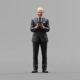 white man suit phone