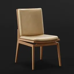 Elegant gold-toned 3D-rendered chair with cushioned seat for Blender modeling, suitable for bar and restaurant interiors.