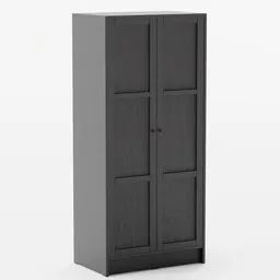 "Rakkestad wardrobe 3D model for Blender 3D - based on Ikea instructions and perfect for interior design projects. Features drawers, doors, and a detailed black frame. Three doors and a tall, 1km protection make this a standout piece."