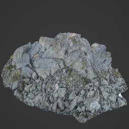 Detailed 3D model of rocky alpine terrain, optimized for Blender, suitable for virtual environments.