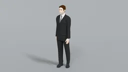 3D Render of a Low Poly Male Figure in Suit, Optimized for Blender CG Visualizations
