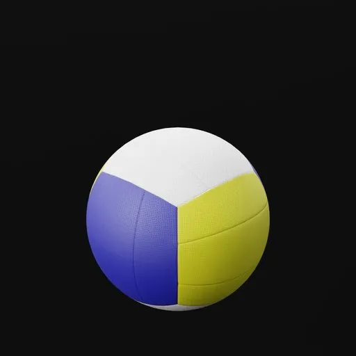 Detailed 3D model render of a multicolored volleyball for Blender, showcasing texture and lighting effects.