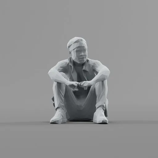 Lowpoly Male Sitting on ground