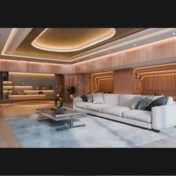 Modern Curved Wooden Living Room