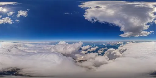 Expansive aerial cloudscape for realistic scene lighting, with dynamic cloud formation and soft shadows.