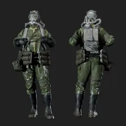 Hazmat Soldier Standing Dark Green
