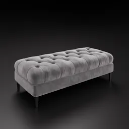 Realistic 3D model of a tufted velvet bench, optimized for Blender, showcases texture detail and material versatility.