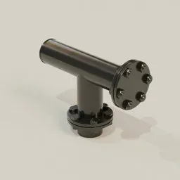 Detailed 3D rendering of a pipeline T module for Blender CAD projects, showcasing design precision.