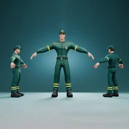 Male Firefighter Green Rescue Uniform